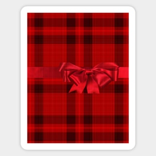 Black and Red Plaid Christmas Present Sticker